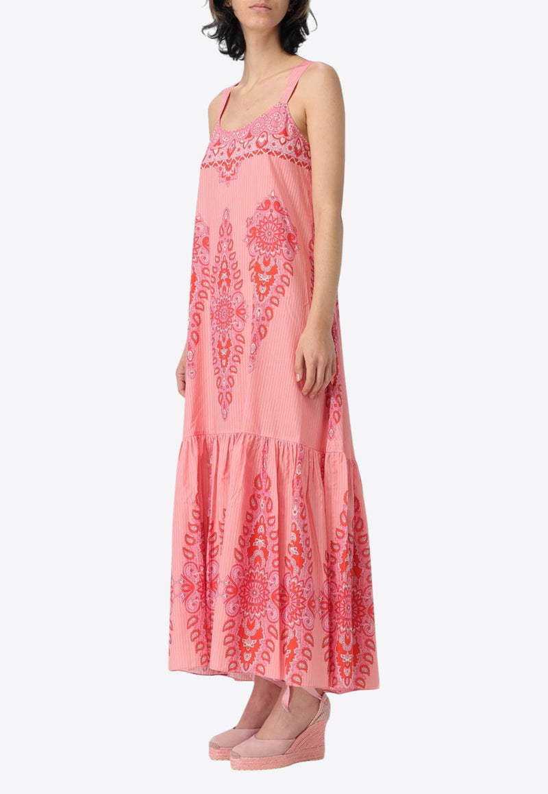 Etro Paisley Print Sleeveless Maxi Dress Pink WRHA0030-AK758 X0872