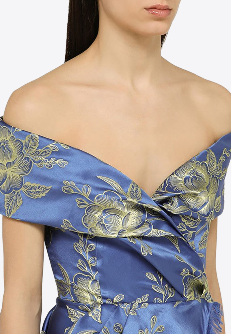 Etro Off-Shoulder Floral Jacquard Maxi Dress Blue WRHA005299TJD44/O_ETRO-S8460