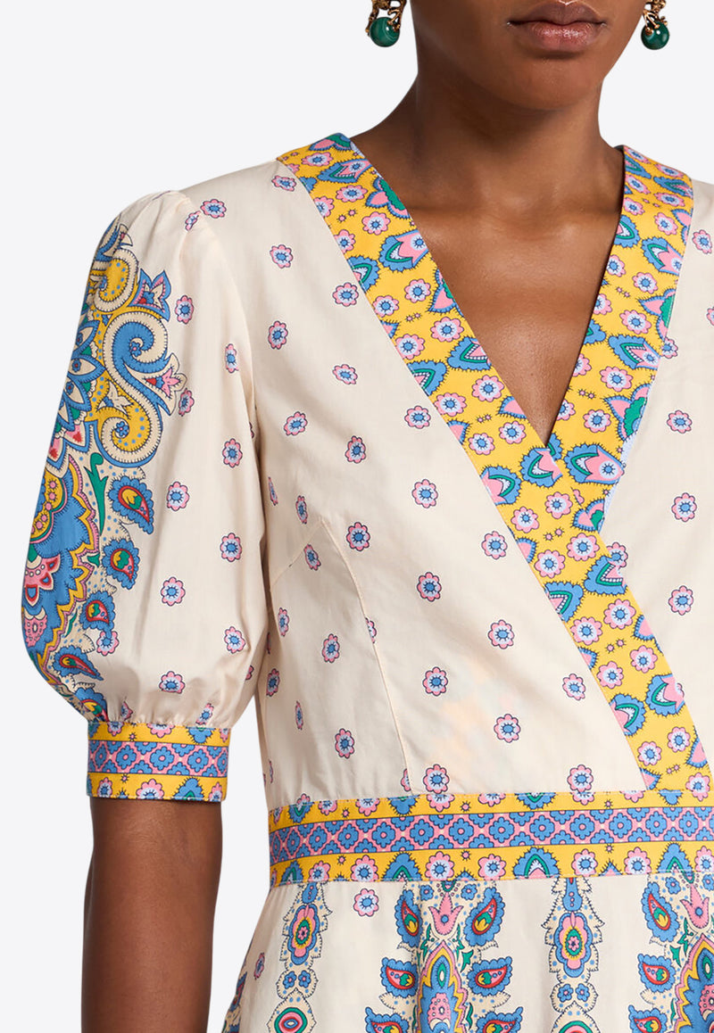 Etro Paisley Print V-neck Midi Dress White WRHA0172-99SP5B1 X0800