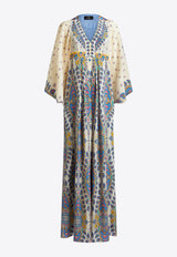 Etro Floral Print V-neck Maxi Dress Multicolor WRHA0180-99SP1B5 X0800