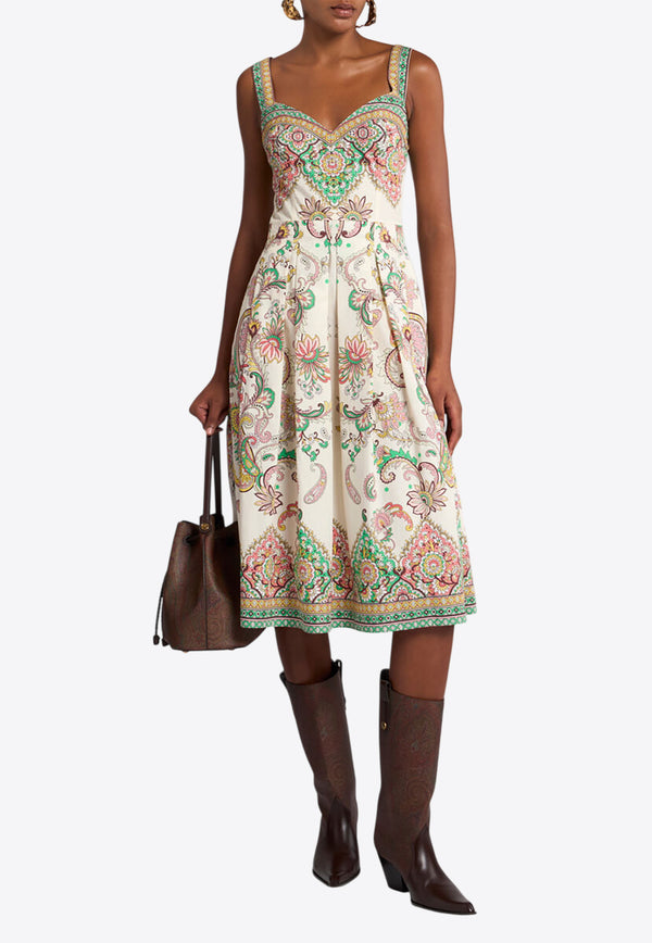 Etro Paisley Print Sleeveless Midi Dress White WRHA0253-99SP5C0 X0802