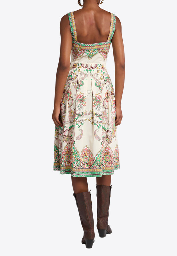 Etro Paisley Print Sleeveless Midi Dress White WRHA0253-99SP5C0 X0802