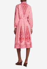 Etro Paisley Print Midi Shirt Dress Pink WRHA0260-99SPE72 X0872