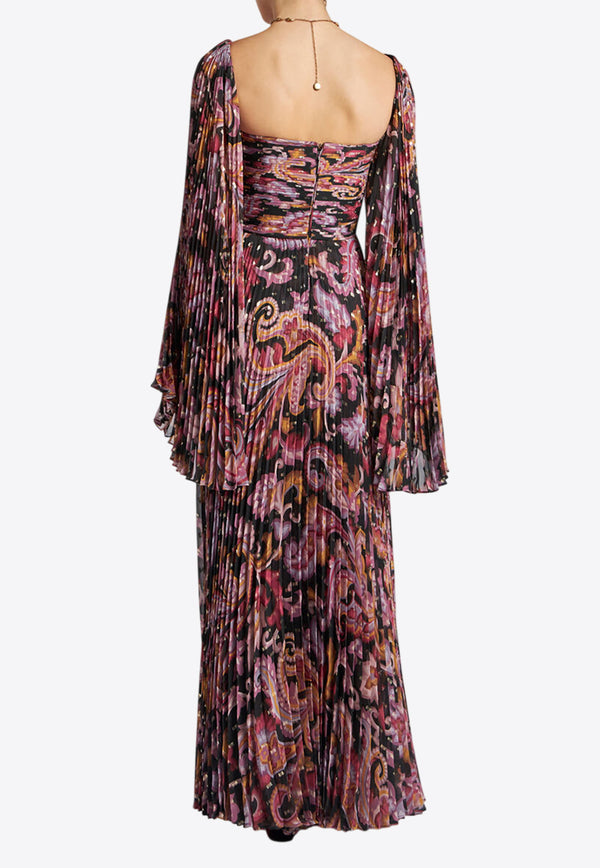Etro Printed Plisse Maxi Dress Multicolor WRHA0266-99SAL03 X0810