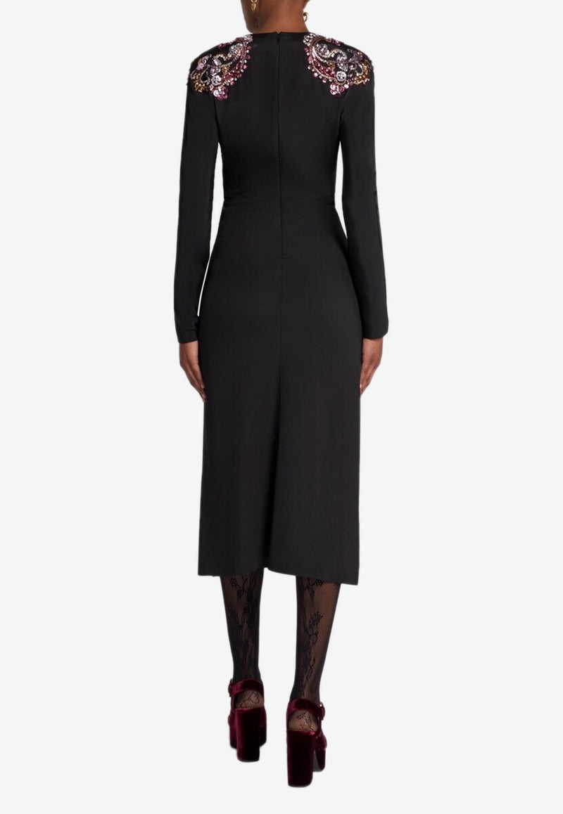 Etro Embellished Silk Midi Dress Black WRHA0271-99TU1K4 N0000