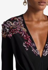 Etro Embellished Silk Midi Dress Black WRHA0271-99TU1K4 N0000