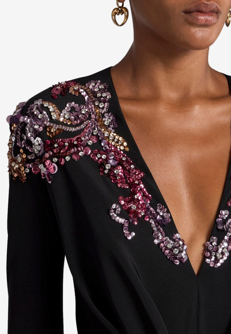 Etro Embellished Silk Midi Dress Black WRHA0271-99TU1K4 N0000