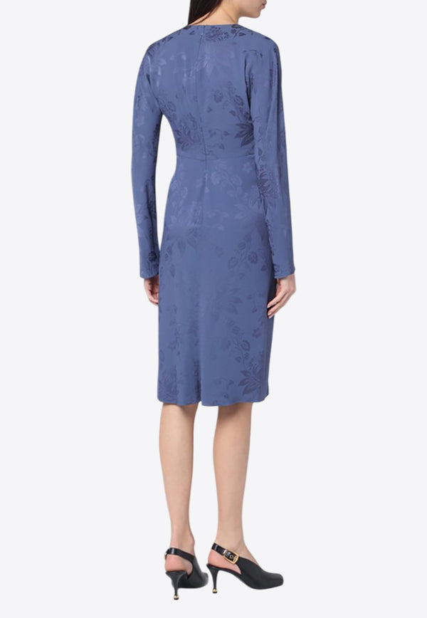 Etro Jacquard-Effect Gathered Dress Blue WRHA027199TJD75/Q_ETRO-B9110