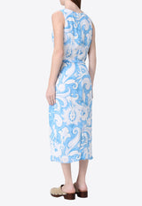 Etro Paisley Print Sleeveless Midi Dress Light Blue WRHA0323-99SA488 X0807