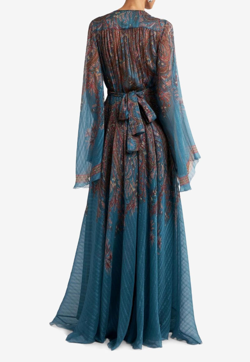 Etro Floal Paisley Maxi Silk Dress WRHA0407-99SP1G4 X0883
