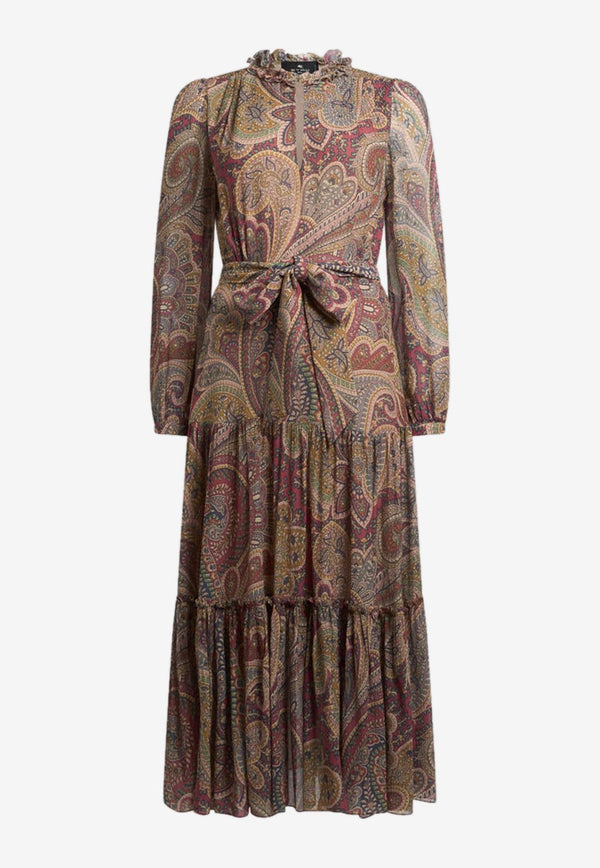 Etro Silk Crepon Paisley Midi Dress WRHA0418-99SADF4 X0867