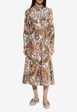 Etro Paisley Print Belted Midi Shirt Dress Multicolor WRHA0521-AKH82 X0801