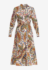 Etro Paisley Print Belted Midi Shirt Dress Multicolor WRHA0521-AKH82 X0801