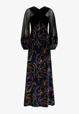 Etro Paisley Jacquard Velvet Maxi Dress Multicolor WRHA0544-99SADH7 X0810