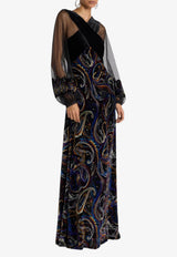 Etro Paisley Jacquard Velvet Maxi Dress Multicolor WRHA0544-99SADH7 X0810
