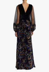 Etro Paisley Jacquard Velvet Maxi Dress Multicolor WRHA0544-99SADH7 X0810