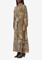 Etro Leopard Print Silk Chemisier Maxi Dress Multicolor WRHA0561-99SP4J6 X0826