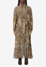 Etro Leopard Print Silk Chemisier Maxi Dress Multicolor WRHA0561-99SP4J6 X0826