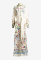 Etro Placed Print Belted Maxi Shirt Dress Multicolor WRHA0591-AKH59 X0802