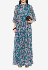 Etro Floral Paisley Print  Maxi Dress Blue WRHA0592-AKH58 X0888