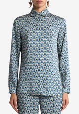 Etro Micro Palm Tree Fluid Twill Shirt Multicolor WRIA0019-99SASV9 X0887