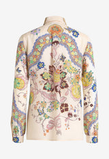 Etro Floral Paisley Print Button-Up Silk Shirt Multicolor WRIA0019-AK776 X0803