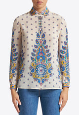 Etro Daisy Print Button-Up Silk Shirt White WRIA0019-AV603 X0800