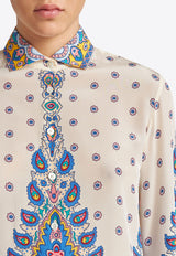 Etro Daisy Print Button-Up Silk Shirt White WRIA0019-AV603 X0800
