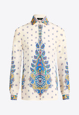 Etro Daisy Print Button-Up Silk Shirt White WRIA0019-AV603 X0800