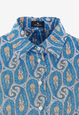 Etro Leafy Paisley Jacquard Stretch Shirt Blue WRIA0020-99SAEH6 X0809