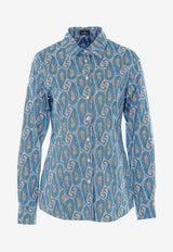 Etro Leafy Paisley Jacquard Stretch Shirt Blue WRIA0020-99SAEH6 X0809