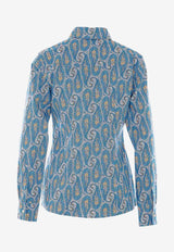 Etro Leafy Paisley Jacquard Stretch Shirt Blue WRIA0020-99SAEH6 X0809