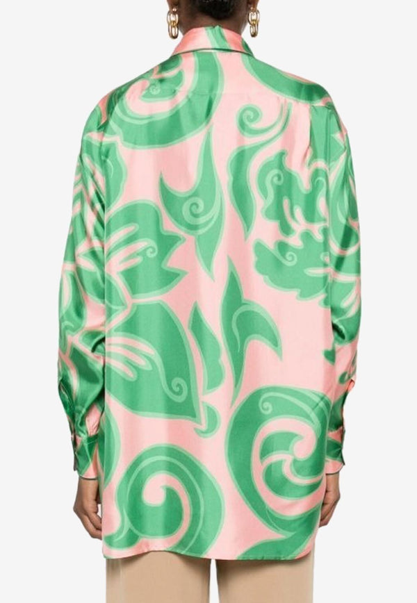 Etro Paisley Print Long-Sleeved Silk Shirt Pink WRIA0028-AK736 X0875