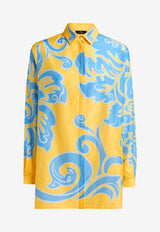 Etro Paisley Print Long-Sleeved Silk Shirt Yellow WRIA0029-AK735 X0840