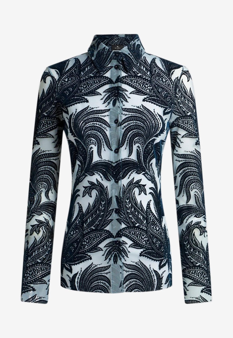 Etro Paisley Tulle Long-Sleeved Shirt Navy WRIA0041-AK801 S9001