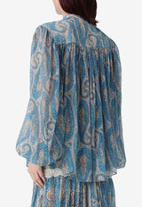 Etro Paisley Print Silk Blouse Blue WRIA0048-99SA1O2 X0809