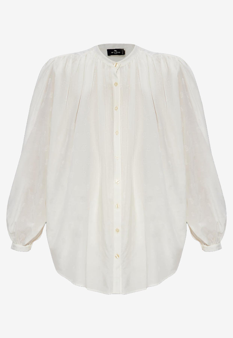 Etro Sheer Gathered Silk-Blend Blouse Cream WRIA0048-99TJE71 W3789