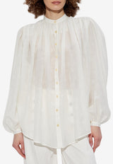 Etro Sheer Gathered Silk-Blend Blouse Cream WRIA0048-99TJE71 W3789