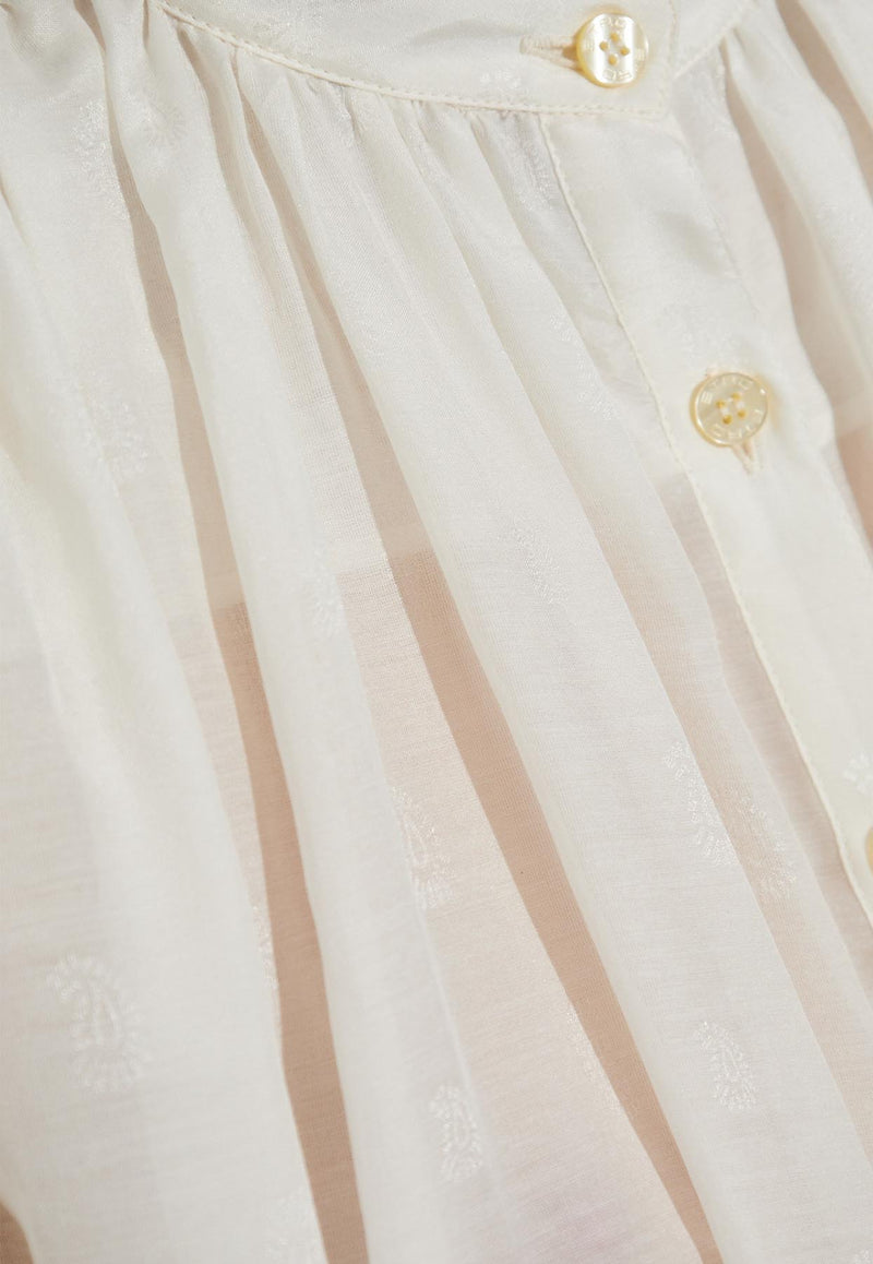 Etro Sheer Gathered Silk-Blend Blouse Cream WRIA0048-99TJE71 W3789