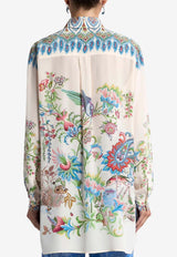 Etro Floral Print Long Silk Shirt Cream WRIA0103-AKG73 X0802