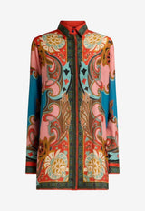 Etro Placed Print Long Silk-Blend Shirt Multicolor WRIA0103-AKI46 X0888