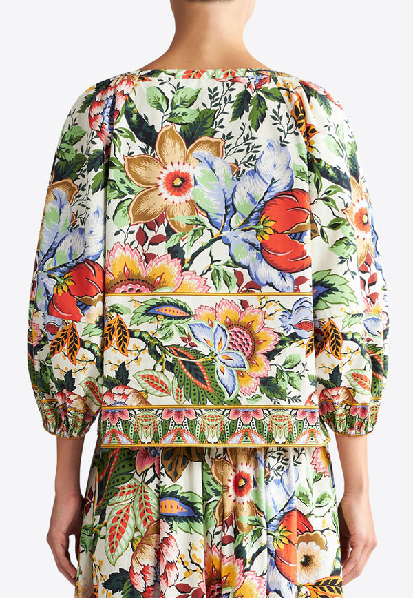 Etro Bouquet Print Puff-Sleeved Blouse WRJA0015-99SP520 X0800