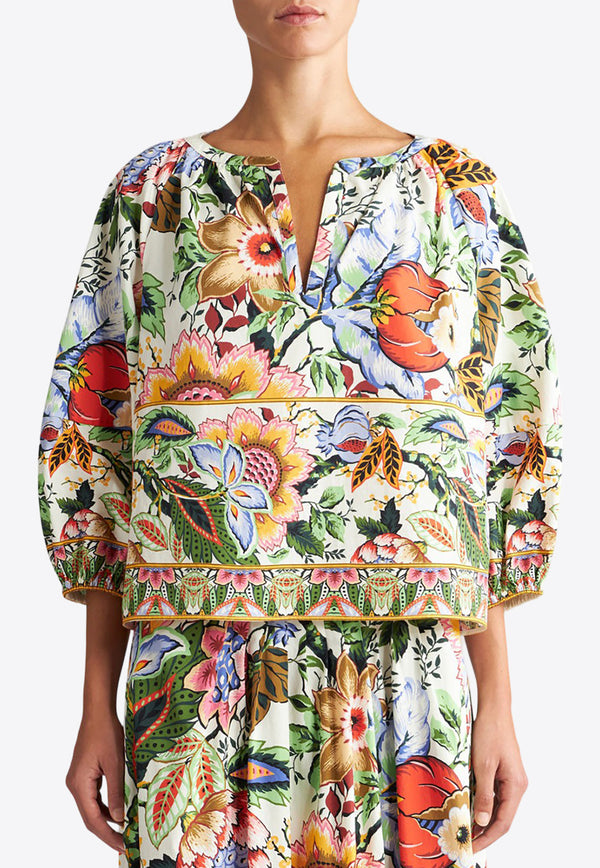 Etro Bouquet Print Puff-Sleeved Blouse WRJA0015-99SP520 X0800
