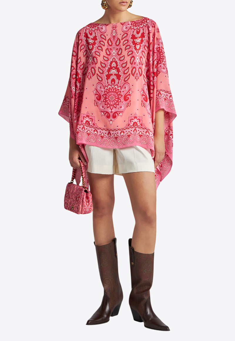 Etro All-Over Print Silk Cape Pink WRJA0027-AV602 X0872
