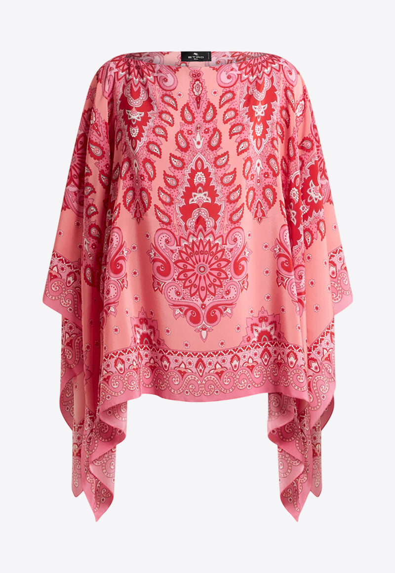 Etro All-Over Print Silk Cape Pink WRJA0027-AV602 X0872
