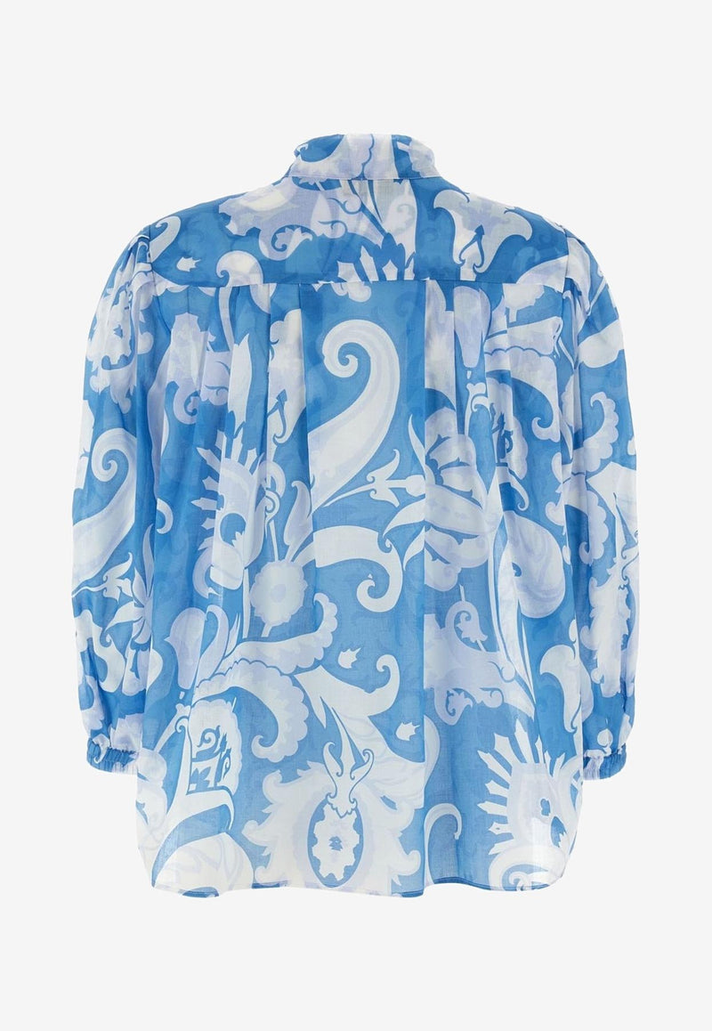 Etro Paisley Print Sheer Blouse Blue WRJA0087-99SA5I2 X0807