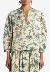 Etro Floral Print Poplin Boxy Blouse Multicolor WRJA0088-99SA5R9 X0803