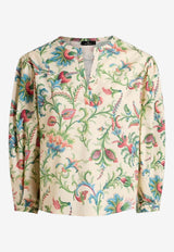 Etro Floral Print Poplin Boxy Blouse Multicolor WRJA0088-99SA5R9 X0803