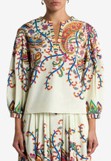 Etro Paisley Print Poplin Boxy Blouse Multicolor WRJA0088-99SP5I1 X0800