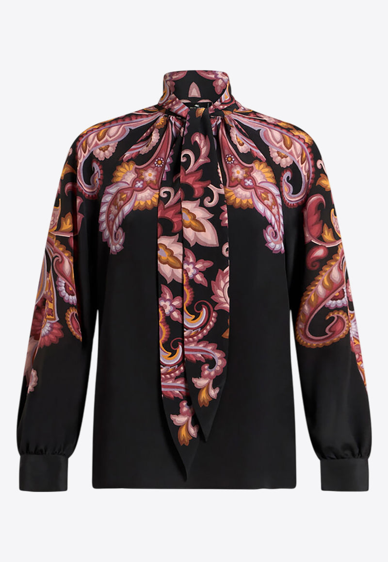 Etro All-Over Print Long Sleeved Blouse Black WRJA0091-99SP1A4 X0810